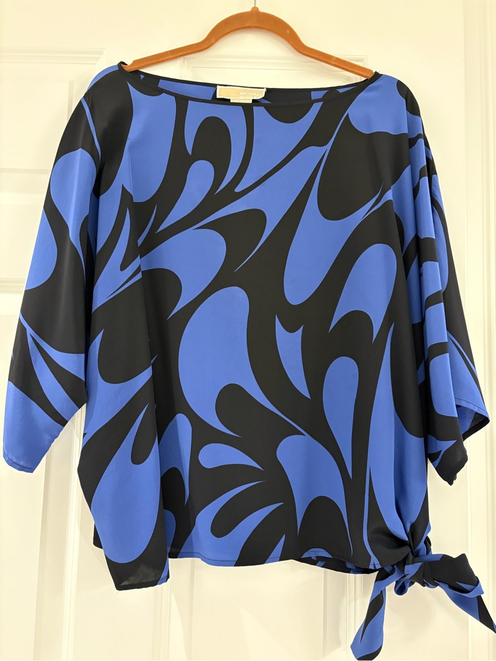 Michael Kors Black & Blue Abstract Tie-Side Tunic